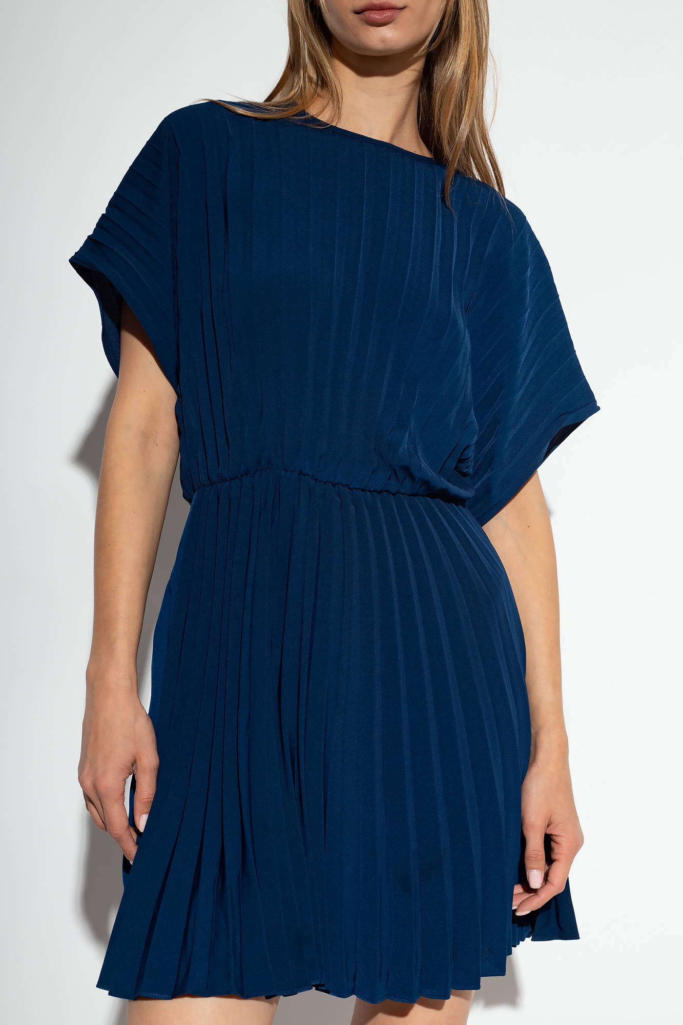 Navy blue Annica pleated dress Sams e Sams e Vitkac GB